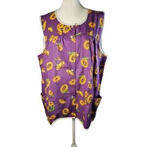 Anthony Richards Women's TShirt‎ Tank Apron Purple Sunflowers Dbl Pocket New L
